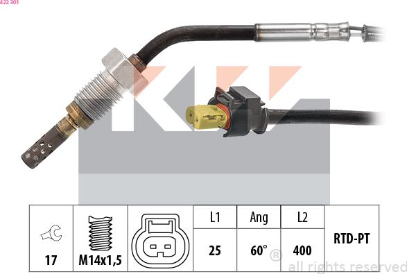 KW 422 301 - Senzor, temperatura Ispušnih plinova www.molydon.hr