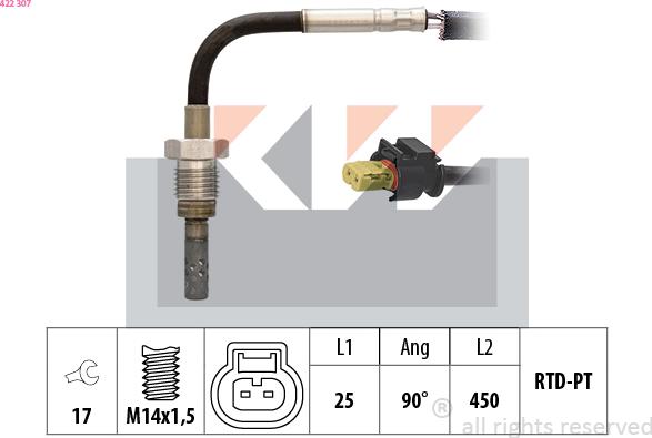 KW 422 307 - Senzor, temperatura Ispušnih plinova www.molydon.hr