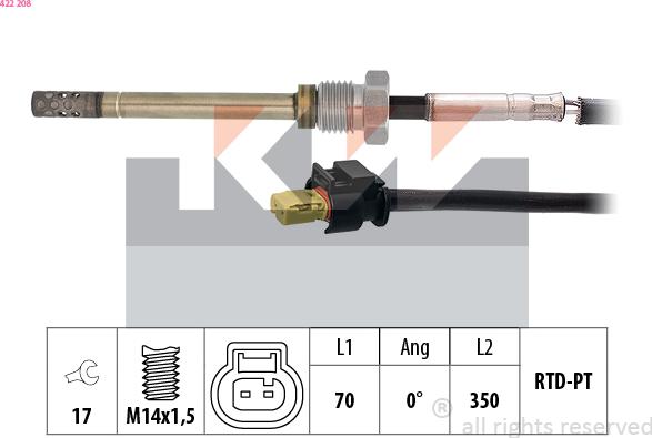 KW 422 208 - Senzor, temperatura Ispušnih plinova www.molydon.hr