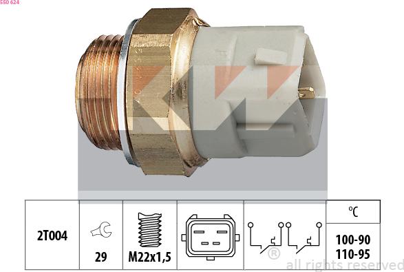 KW 550 624 - Prekidač temperature, ventilator radijatora / klima uređaja www.molydon.hr