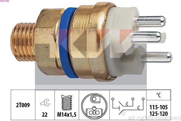 KW 550 678 - Prekidač temperature, ventilator radijatora / klima uređaja www.molydon.hr