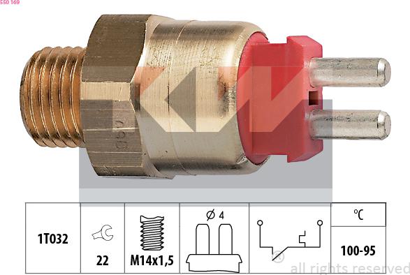 KW 550 169 - Prekidač temperature, ventilator radijatora / klima uređaja www.molydon.hr