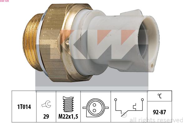KW 550 129 - Prekidač temperature, ventilator radijatora / klima uređaja www.molydon.hr