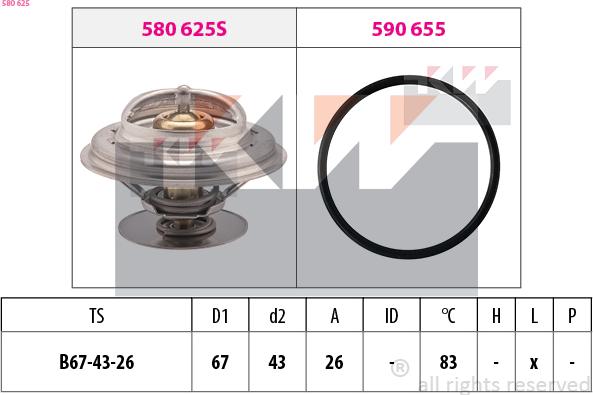 KW 580 625 - Termostat, rashladna tekućinu www.molydon.hr