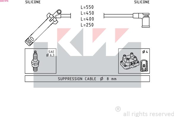 KW 360 976 - Set kablova za paljenje www.molydon.hr