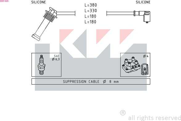 KW 360 625 - Set kablova za paljenje www.molydon.hr