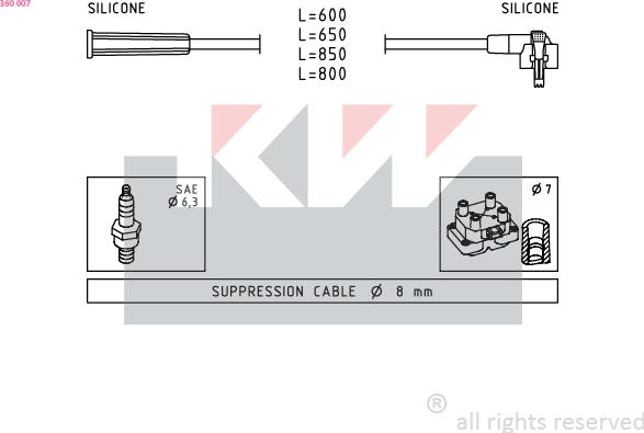 KW 360 007 - Set kablova za paljenje www.molydon.hr