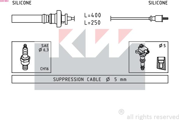KW 360 883 - Set kablova za paljenje www.molydon.hr