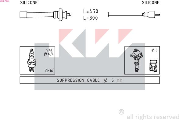 KW 360 764 - Set kablova za paljenje www.molydon.hr