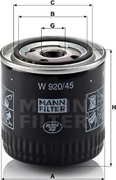 Mann-Filter W 920/45 - Filter za ulje www.molydon.hr