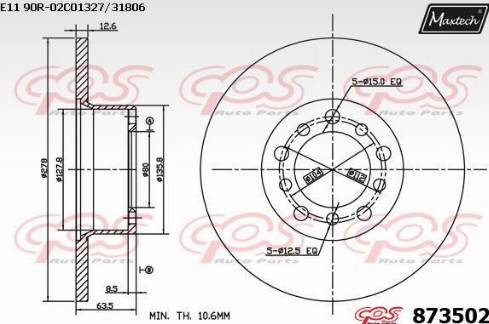 Maxtech 873502.0000 - Kočioni disk www.molydon.hr