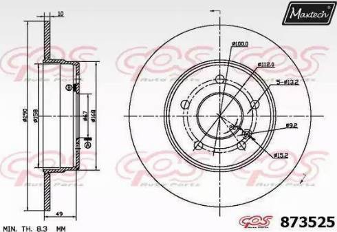 Maxtech 873525.0000 - Kočioni disk www.molydon.hr