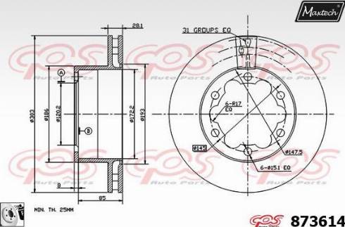 Maxtech 873614.0080 - Kočioni disk www.molydon.hr