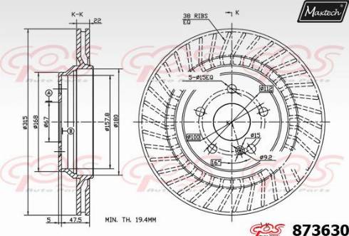 Maxtech 873630.0000 - Kočioni disk www.molydon.hr