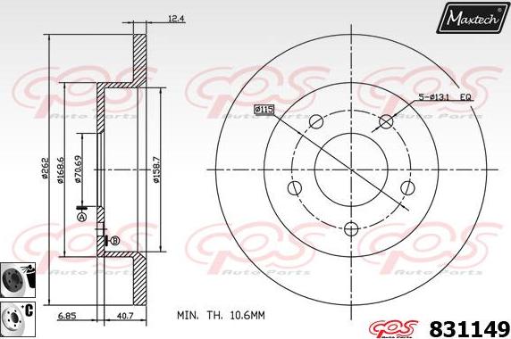 Maxtech 72718005 - Element za podešavanje, rucna kočnica - kočione čeljusti www.molydon.hr