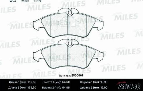 Miles E500067 - Komplet Pločica, disk-kočnica www.molydon.hr