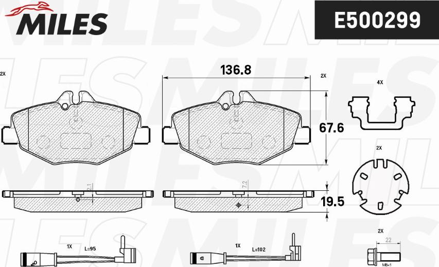 Miles E500299 - Komplet Pločica, disk-kočnica www.molydon.hr