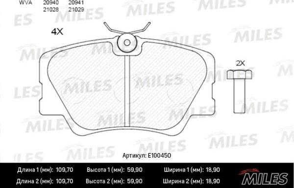 Miles E100450 - Komplet Pločica, disk-kočnica www.molydon.hr
