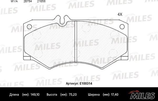 Miles E100314 - Komplet Pločica, disk-kočnica www.molydon.hr