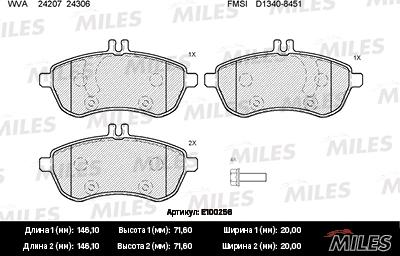 Miles E100256 - Komplet Pločica, disk-kočnica www.molydon.hr