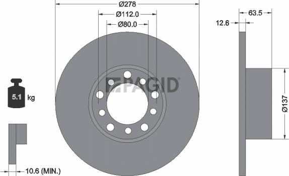 Pagid 52103N - Kočioni disk www.molydon.hr
