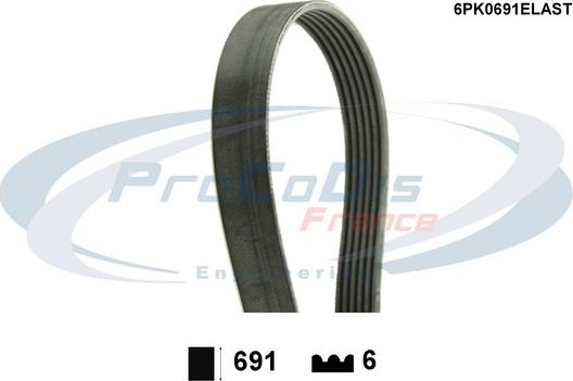 Procodis France 6PK0691ELAST - Klinasti rebrasti remen  www.molydon.hr