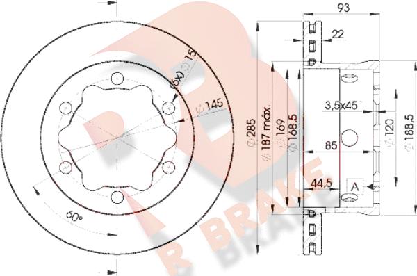 R Brake 78RBD10185 - Kočioni disk www.molydon.hr