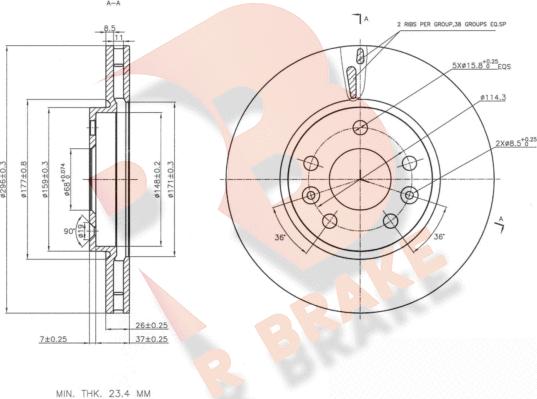 R Brake 78RBD20036 - Kočioni disk www.molydon.hr