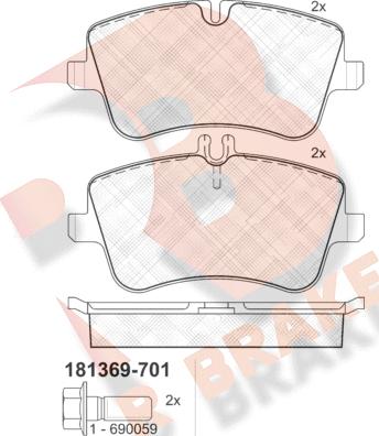 R Brake RB1369-701 - Komplet Pločica, disk-kočnica www.molydon.hr