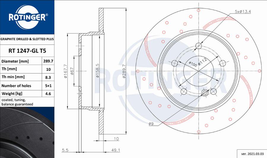 Rotinger RT 1247-GL T5 - Kočioni disk www.molydon.hr