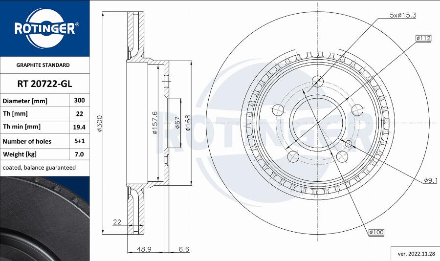 Rotinger RT 20722-GL - Kočioni disk www.molydon.hr