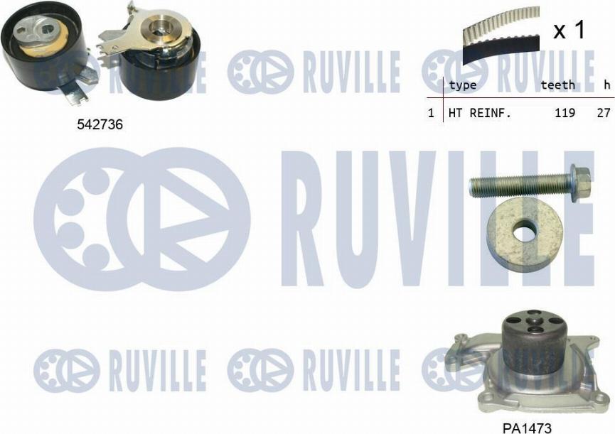 Ruville 5503781 - Vodena pumpa sa kompletom zupčastog remena www.molydon.hr