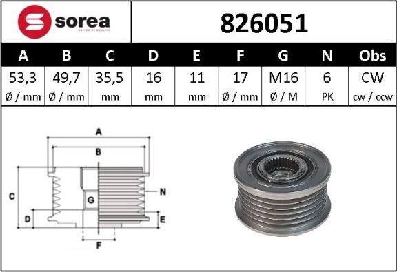 Sera 826051 - Remenica, alternator www.molydon.hr