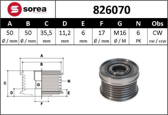 Sera 826070 - Remenica, alternator www.molydon.hr