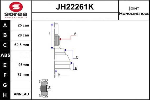 Sera JH22261K - Kardan, Pogonska osovina www.molydon.hr