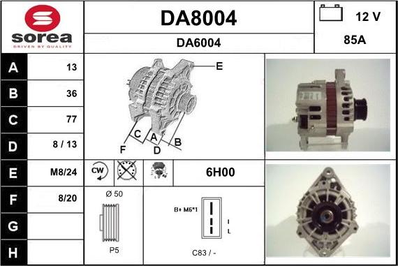 SNRA DA8004 - Alternator www.molydon.hr