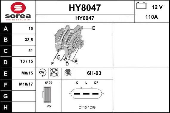 SNRA HY8047 - Alternator www.molydon.hr