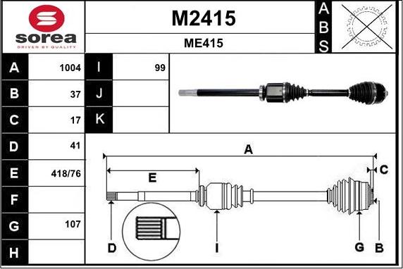 SNRA M2415 - Pogonska osovina www.molydon.hr
