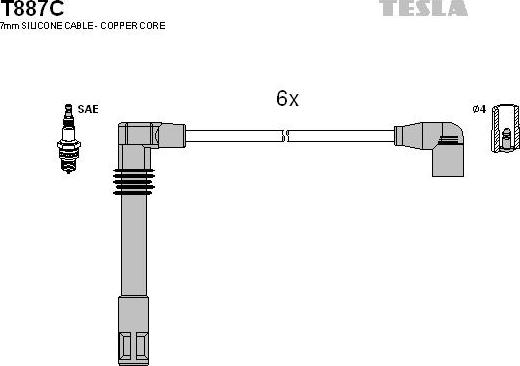 TESLA T887C - Set kablova za paljenje www.molydon.hr