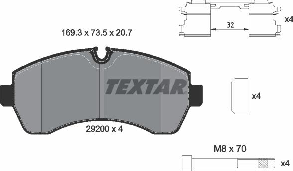 Textar 2920002 - Komplet Pločica, disk-kočnica www.molydon.hr