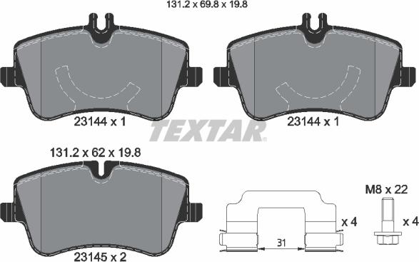 Textar 2314401 - Komplet Pločica, disk-kočnica www.molydon.hr