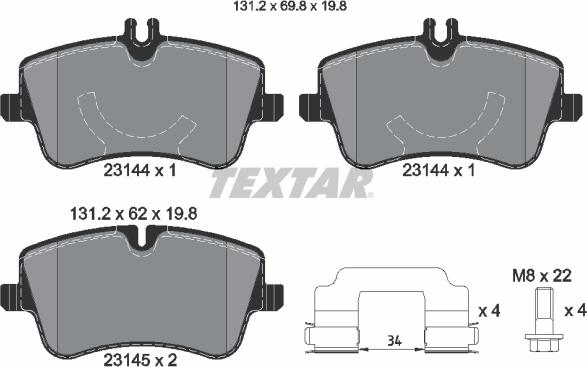 Textar 2314402-1060-00 - Komplet kočnica, disk-kočnica www.molydon.hr