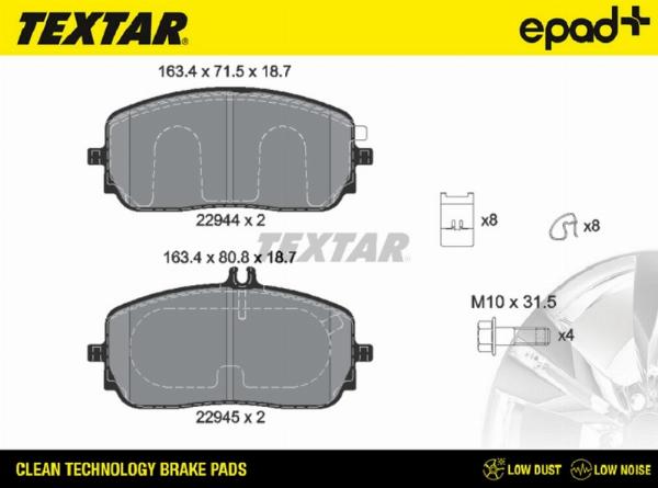 Textar 2294401CP - Komplet Pločica, disk-kočnica www.molydon.hr
