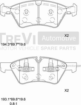 Trevi Automotive PF1275 - Komplet Pločica, disk-kočnica www.molydon.hr