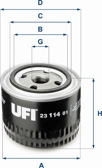 UFI 23.114.01 - Filter za ulje www.molydon.hr