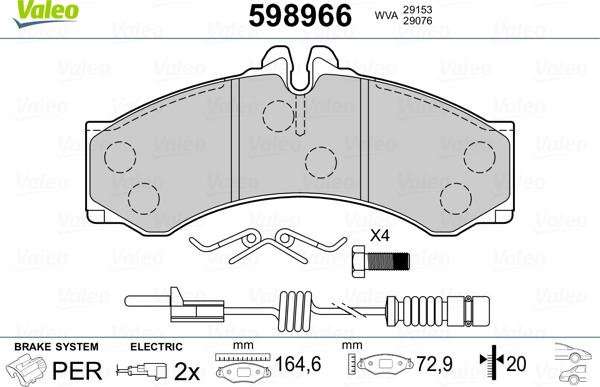 VALEO 598966 - Komplet Pločica, disk-kočnica www.molydon.hr