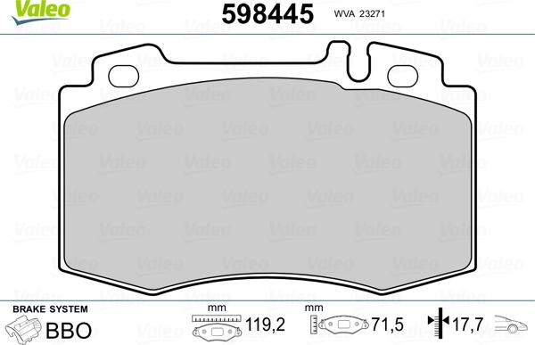 VALEO 598445 - Komplet Pločica, disk-kočnica www.molydon.hr