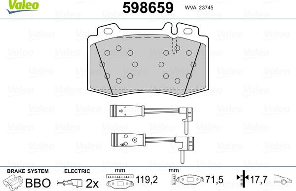 VALEO 598659 - Komplet Pločica, disk-kočnica www.molydon.hr