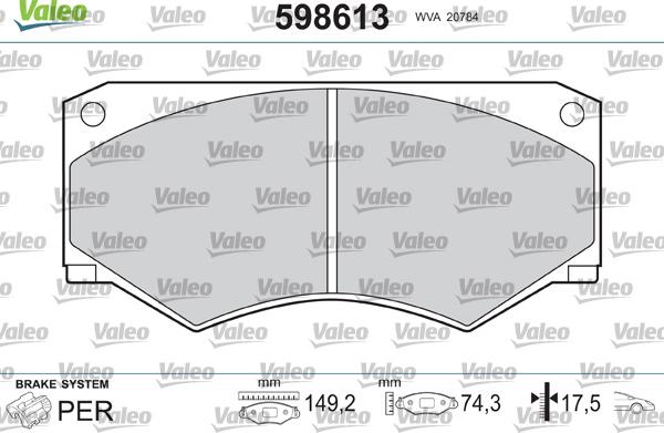 VALEO 598613 - Komplet Pločica, disk-kočnica www.molydon.hr