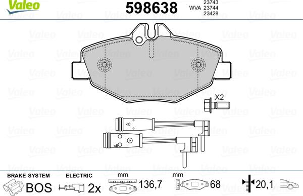VALEO 598638 - Komplet Pločica, disk-kočnica www.molydon.hr